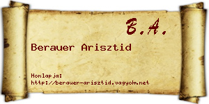 Berauer Arisztid névjegykártya